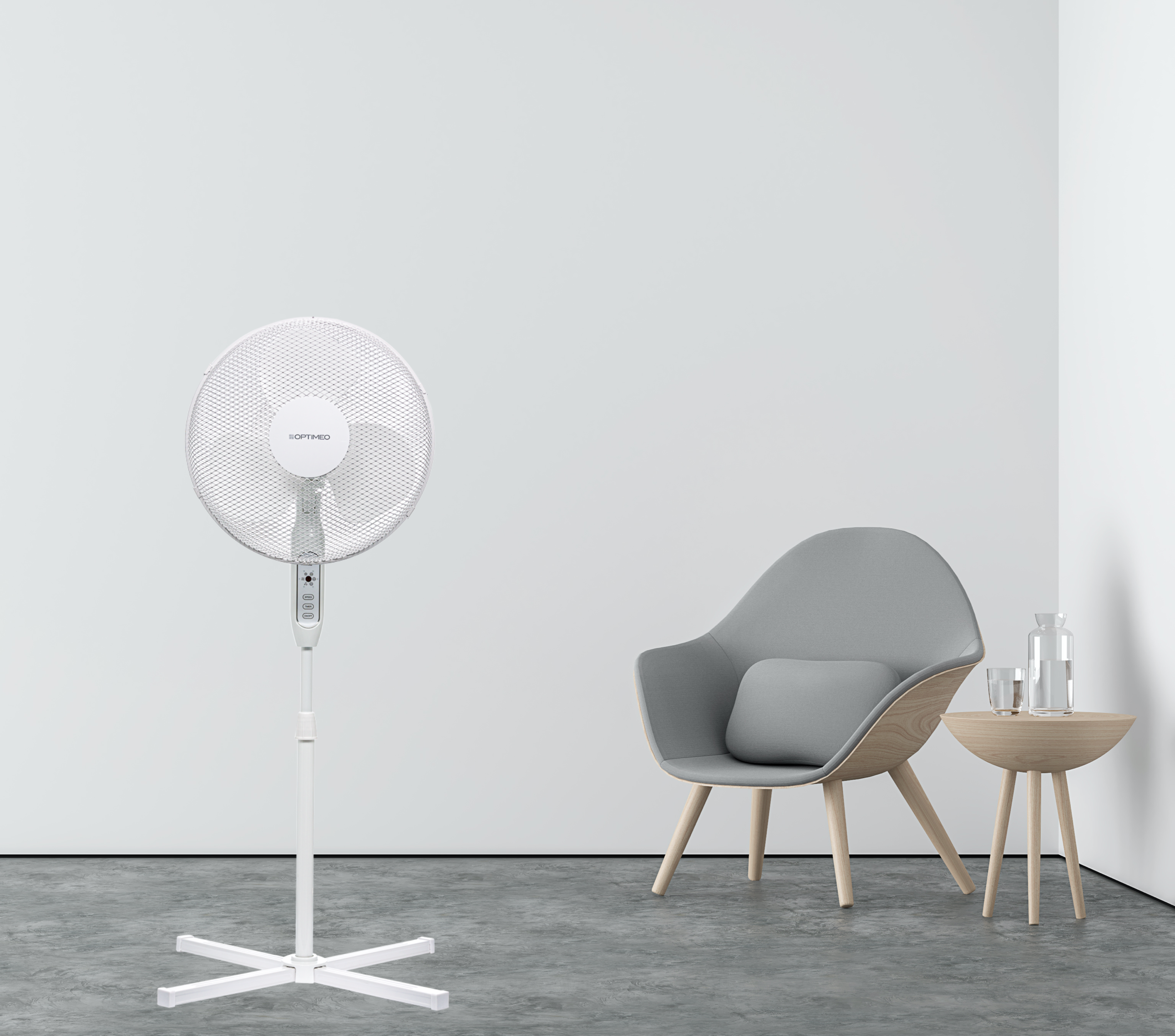 Ventilateur sur pied, diamètre 40cm, télécommande, OVP-B40